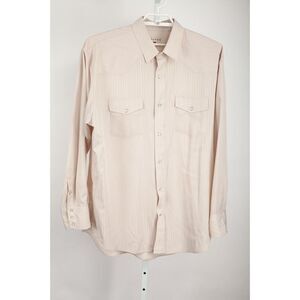 Roper Shirt Mens 2XL XXL Beige Striped Pearl Snap Long Sleeve Western Pockets